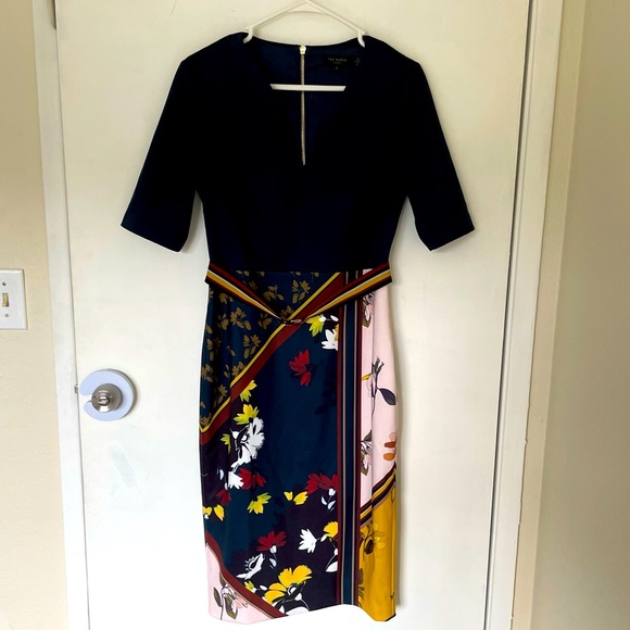 Ted Baker Madiiy Savanna Dress Bodycon Mixed Print - Picture 4 of 8